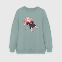 Женский свитшот oversize без начеса хлопок Аня из аниме и манги семья шпиона