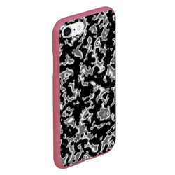 Чехол для iPhone 7/8 матовый Капли жидкого металла - камуфляж на чёрном - фото 2