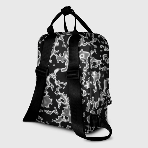 Женский рюкзак 3D Капли жидкого металла - камуфляж на чёрном - фото 5