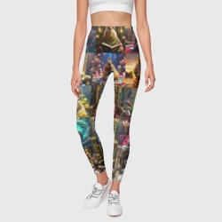 Леггинсы 3D Коллаж много капибар в короне - фото 2