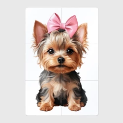 Магнитный плакат 2Х3 Йоркширский терьер с розовым бантиком