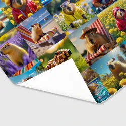 Бумага для упаковки 3D Коллаж капибар на отдыхе летом - фото 2