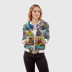 Женский бомбер 3D Коллаж капибар на отдыхе летом - фото 2