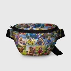 Поясная сумка 3D Коллаж капибар на отдыхе летом