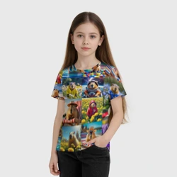 Детская футболка 3D Коллаж капибар на отдыхе летом - фото 2