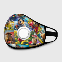 Маска из неопрена Коллаж капибар на отдыхе летом