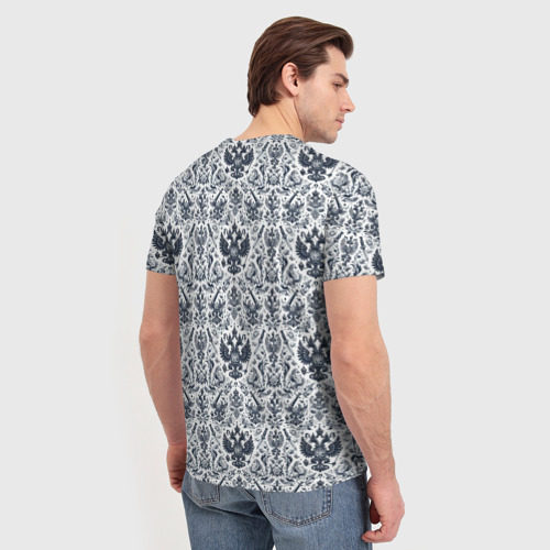 Мужская футболка 3D с принтом Греб России паттерн, вид сзади #2