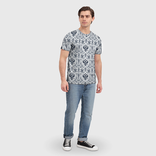 Мужская футболка 3D с принтом Греб России паттерн, вид сбоку #3