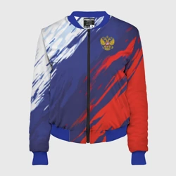 Женский бомбер 3D Россия Sport брызги красок триколор