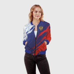 Женский бомбер 3D Россия Sport брызги красок триколор - фото 2