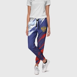 Женские брюки 3D Россия Sport брызги красок триколор - фото 2