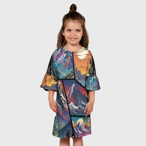 Детское платье 3D с принтом Mountains art, вид сбоку #3