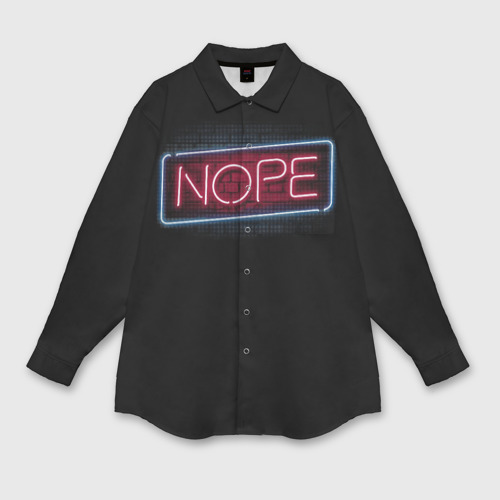 Женская рубашка oversize 3D с принтом Nope - neon, вид спереди #2