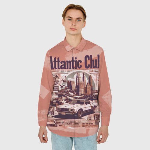 Мужская рубашка oversize 3D с принтом Клуб attantic, фото на моделе #1