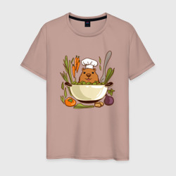 Мужская футболка хлопок Капибара готовит обед