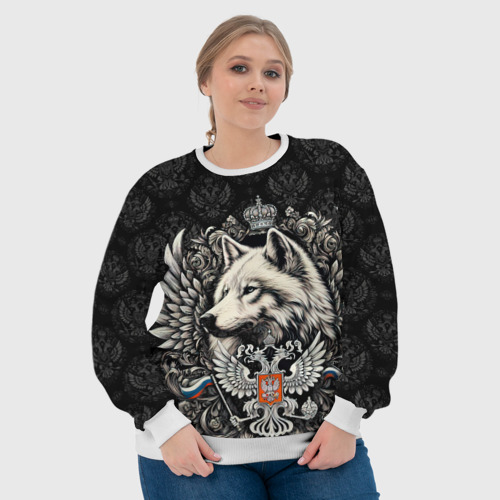 Женский свитшот 3D Русский волк и герб России, цвет 3D печать - фото 6
