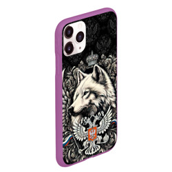 Чехол для iPhone 11 Pro Max матовый Русский волк и герб России - фото 2