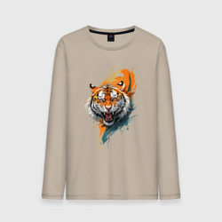 Мужской лонгслив хлопок Рычащий тигр арт