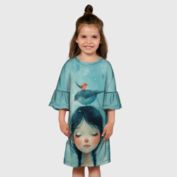 Детское платье 3D Девочка с птицами - фото 2