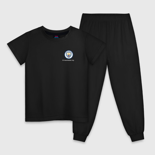 Детская пижама хлопок Футбольный клуб манчестер сити- эмблема, цвет черный