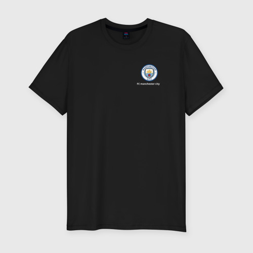 Мужская футболка хлопок Slim Футбольный клуб манчестер сити- эмблема, цвет черный