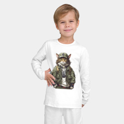 Детская пижама с лонгсливом хлопок Брутальный кот в форме - фото 2