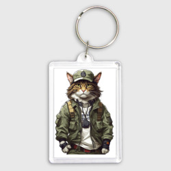 Брелок прямоугольный 35*50 Брутальный кот в форме