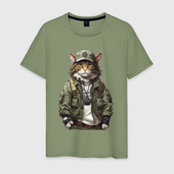 Мужская футболка хлопок Брутальный кот в форме