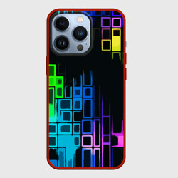 Чехол для iPhone 13 Pro Разноцветные прямоугольники на чёрном фоне