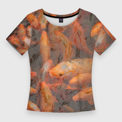 Женская футболка 3D Slim Рыба кои под водой
