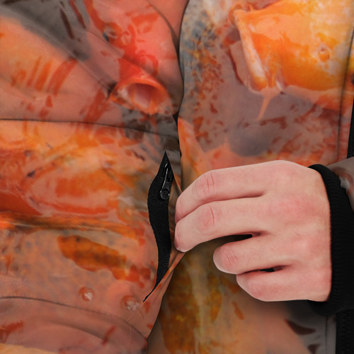 Мужская зимняя куртка 3D с принтом Рыба кои под водой, вид сбоку #3
