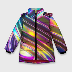 Зимняя куртка для девочек 3D Неоновый скрученный металл разноцветный