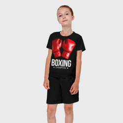Костюм с принтом Boxing Champion для ребенка, вид на модели спереди №3. Цвет основы: белый