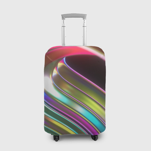 Чехол для чемодана 3D Неоновый крученный металл разноцветный, цвет 3D печать