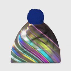 Шапка 3D c помпоном Неоновый крученный металл разноцветный