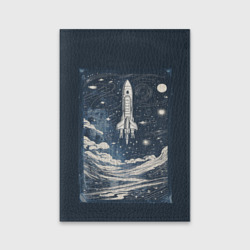 Обложка для паспорта матовая кожа Винтажный постер космос титан ракета 