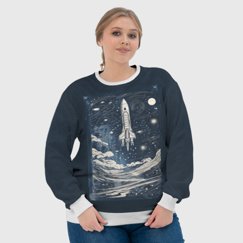 Женский свитшот 3D Винтажный постер космос титан ракета , цвет 3D печать - фото 6