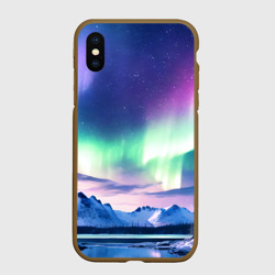 Чехол для iPhone XS Max матовый Северное сияние на природе ai art