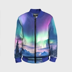 Детский бомбер 3D Северное сияние на природе ai art