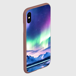 Чехол для iPhone XS Max матовый Северное сияние на природе ai art - фото 2