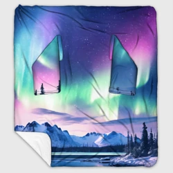 Плед с рукавами Северное сияние на природе ai art