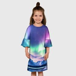 Детское платье 3D Северное сияние на природе ai art - фото 2
