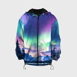 Детская куртка 3D Северное сияние на природе ai art