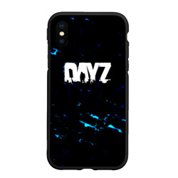 Чехол для iPhone XS Max матовый Dayz текстура краски голубые