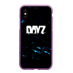 Чехол для iPhone XS Max матовый Dayz текстура краски голубые