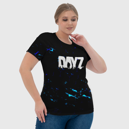 Женская футболка 3D Dayz текстура краски голубые, цвет 3D печать - фото 6