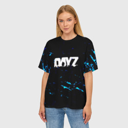 Женская футболка oversize 3D Dayz текстура краски голубые - фото 2