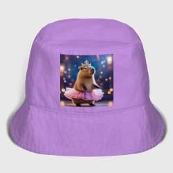 Мужская панама хлопок Мем капибара балерина в розовой юбочке и короне