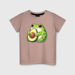 Лягушка обнимает авокадо – Детская футболка хлопок с принтом купить со скидкой в -20%