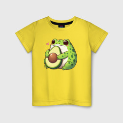 Лягушка обнимает авокадо – Детская футболка хлопок с принтом купить со скидкой в -20%